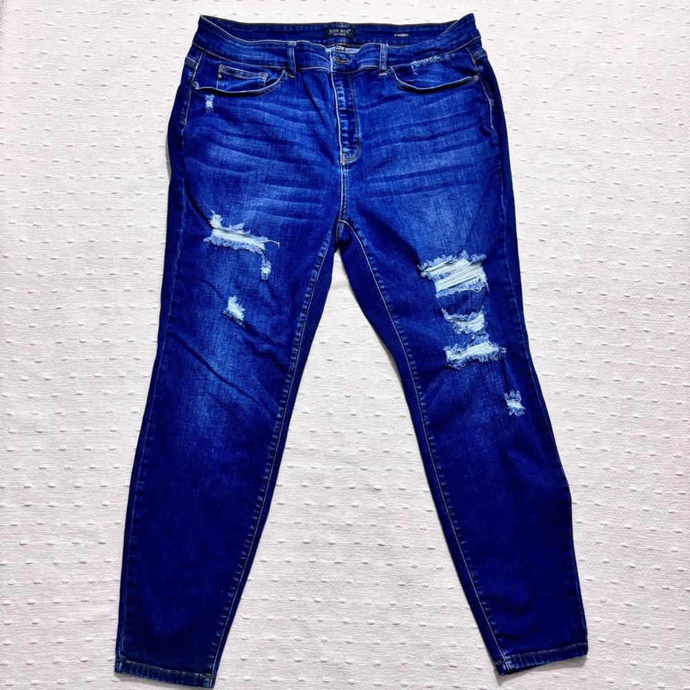 JUDY BLUE Distressed‎ Skinny Blue Jeans Size 22W